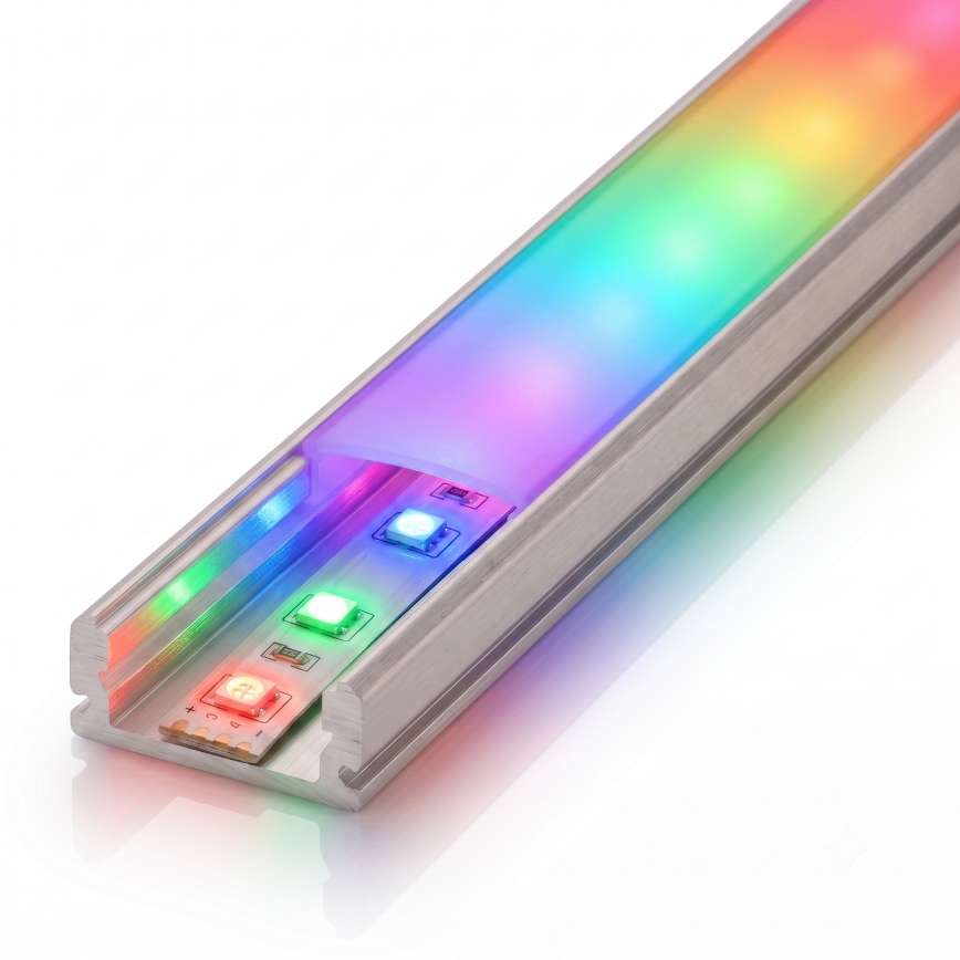 КОМПЛЕКТ 1x LED RGBW димируема лента DIGITAL LED/9,6W/230V 3 m + 3x вграден профил 1 m сребрист/бял + дистанционно управление