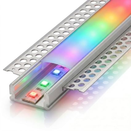 Комплект 1x димируема LED RGBW лента DIGITAL LED/9,6W/230V 3 m + 3x вграден профил 1 m сребрист/бял + дистанционно управление