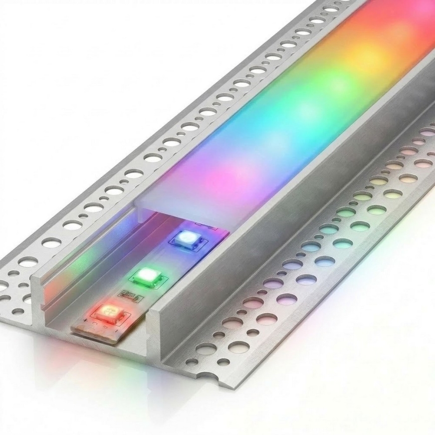 КОМПЛЕКТ 1x RGBW LED димируема лента DIGITAL LED/9,6W/230V 3 m + 3x вграден профил 1 m сребрист/бял + дистанционно управление