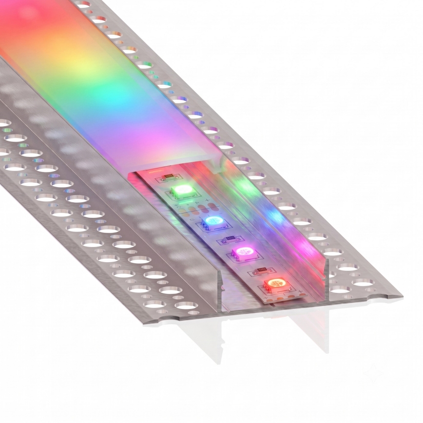 КОМПЛЕКТ 1x димируема LED RGBW лента NEO LITE MUSIC LED/24W/230V 5 м IP65 Wi-Fi Tuya + 5x вграден профил 1 м сребрист/бял + дистанционно управление