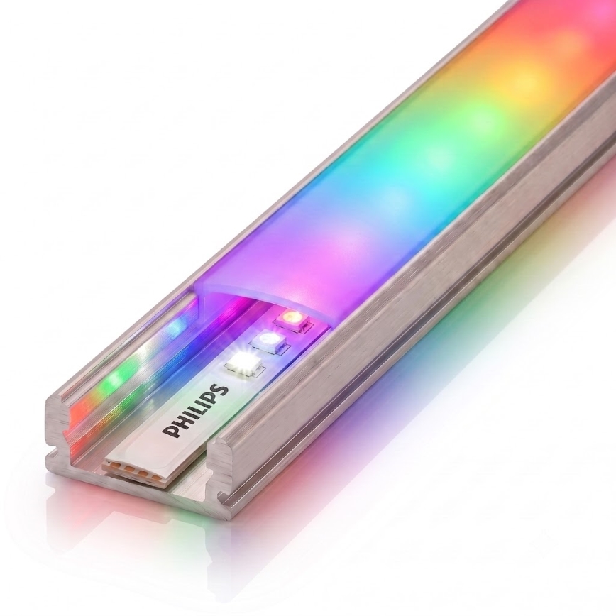 КОМПЛЕКТ 1x RGBW димируема LED лента Philips Hue WHITE AND COLOR AMBIANCE LED/20W/230V 2 m + 2x вграден профил 1 m сребрист/бял
