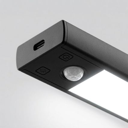 Комплект 2x LED зареждаемо осветление за мебели със сензор за движение и сумрак VIRO LED/1,2W/3,7V 800 mAh 3000/4000/6500K 30 см черно