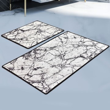 КОМПЛЕКТ 2 бр. Банкетка за баня MARBLE 60/100 см бяла/черна