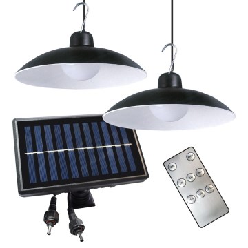 КОМПЛЕКТ 2 бр. LED соларен висящ лампион с фотосензор LED/6W/3,7V 2000 mAh IP44 + дистанционно управление