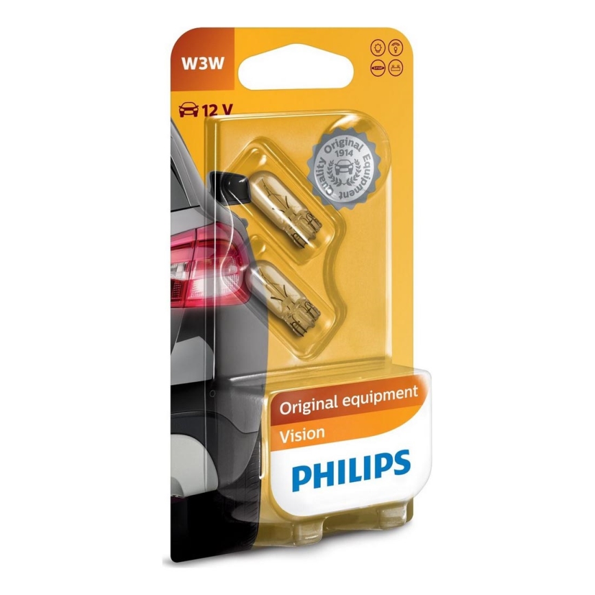 Комплект 2x Автокрушка Philips VISION 12256B2 W2,1x9,5d/3W/12V