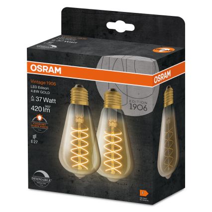 Комплект 2x димируема LED крушка ретро филамент E27/7,8W/230V 1800K - Osram