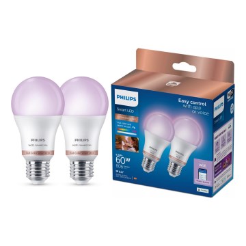 Комплект 2x димируема RGB LED крушка Philips SMART A60 E27/8,5W/230V 2200-6500K