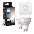 Комплект 2x димируеми LED крушки Philips Hue WHITE AMBIANCE GU10/4,2W/230V 2200-6500K + Hue bridge
