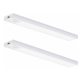 КОМПЛЕКТ 2x LED акумулаторно осветление за мебели със сензор за движение и сумрак VIRO LED/1,2W/3,7V 800 mAh 3000/4000/6500K 30 см бяло
