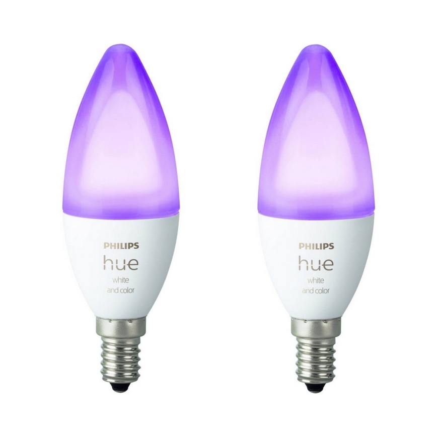 КОМПЛЕКТ 2x LED димируема крушка Philips Hue БЯЛ И ЦВЕТ E14 / 5,3W / 230V