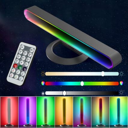 КОМПЛЕКТ 2x LED RGBIC димируема настолна лампа LED/5W/5V черна + дистанционно управление