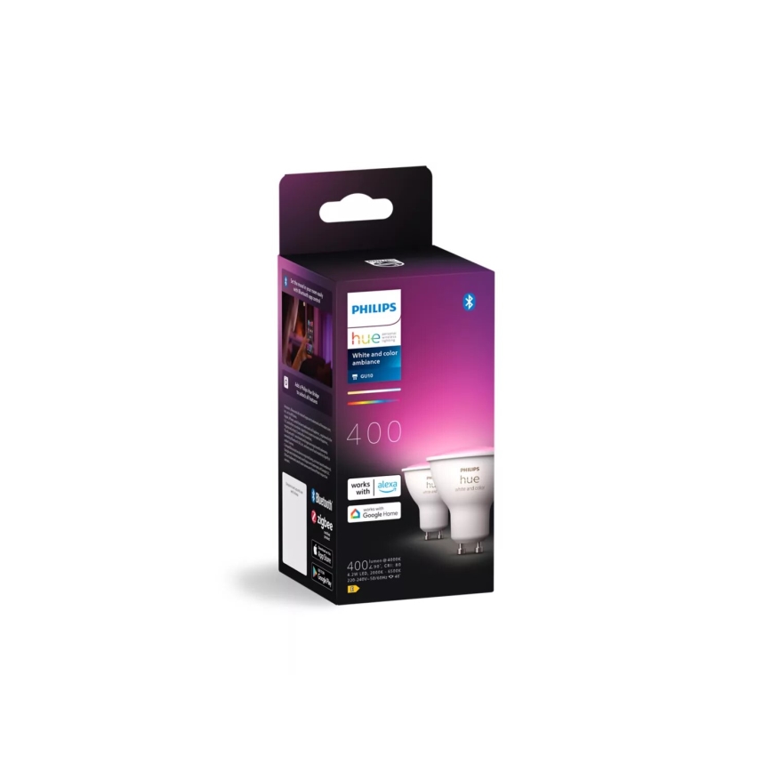 КОМПЛЕКТ 2x LED RGBW Регулируема крушка Philips Hue White And Color Ambiance GU10/4,2W/230V 2000-6500K