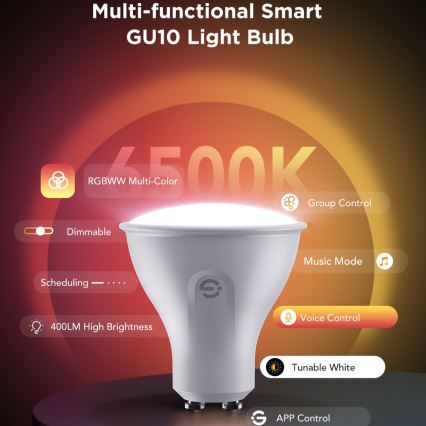 Комплект от 2 LED RGBWW димируеми крушки MATTER GU10/4,8W/230V 2700-6500K Wi-Fi - Govee