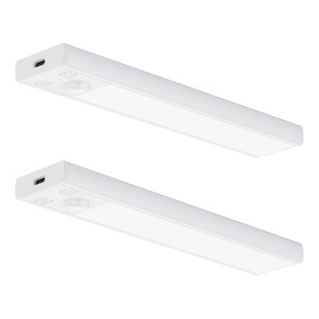 Комплект 2x LED зареждаемо осветление за мебели със сензор за движение и сумрак VIRO LED/1W/3,7V 800 mAh 3000/4000/6500K 20 cm бяло
