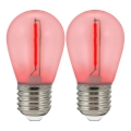 КОМПЛЕКТ 2x LED Крушка PARTY E27/0,3W/36V червена
