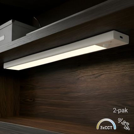 КОМПЛЕКТ 2x LED зареждаемо осветление за мебели със сензор за движение и здрач VIRO LED/1,2W/3,7V 800 mAh 3000/4000/6500K 30 cm бяло