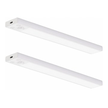КОМПЛЕКТ 2x презареждаемо LED осветление за мебели със сензор за движение и за сумрак VIRO LED/1,2W/3,7V 800 mAh 3000/4000/6500K 30 cm бяло
