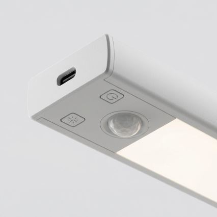Комплект от 2 акумулаторни LED осветители за мебели със сензор за движение и за сумрак VIRO LED/1W/3,7V 800 mAh 3000/4000/6500K 20 cm бяло