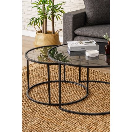 КОМПЛЕКТ 2x Конферентна маса ТОКИО Ø 60/80 см черна