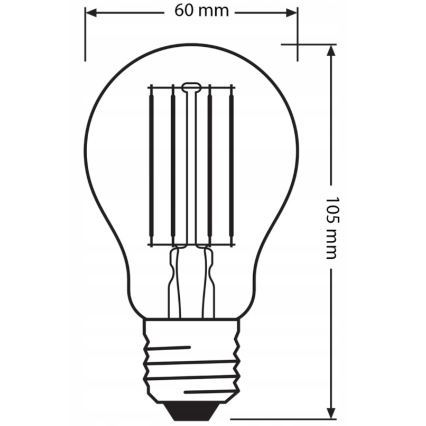 Комплект 3 бр. LED крушки BASE CLASSIC FILAMENT A60 E27/7,5W/230V 4000K - Osram
