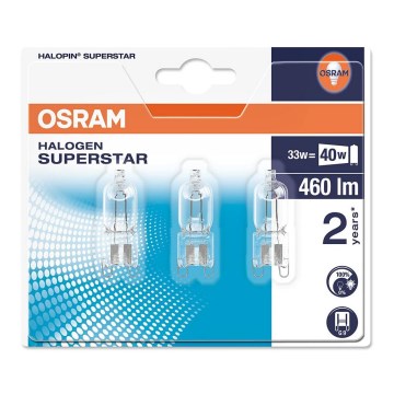 КОМПЛЕКТ 3x Халогенна крушка HALOPIN G9/33W/230V 2700K - Osram
