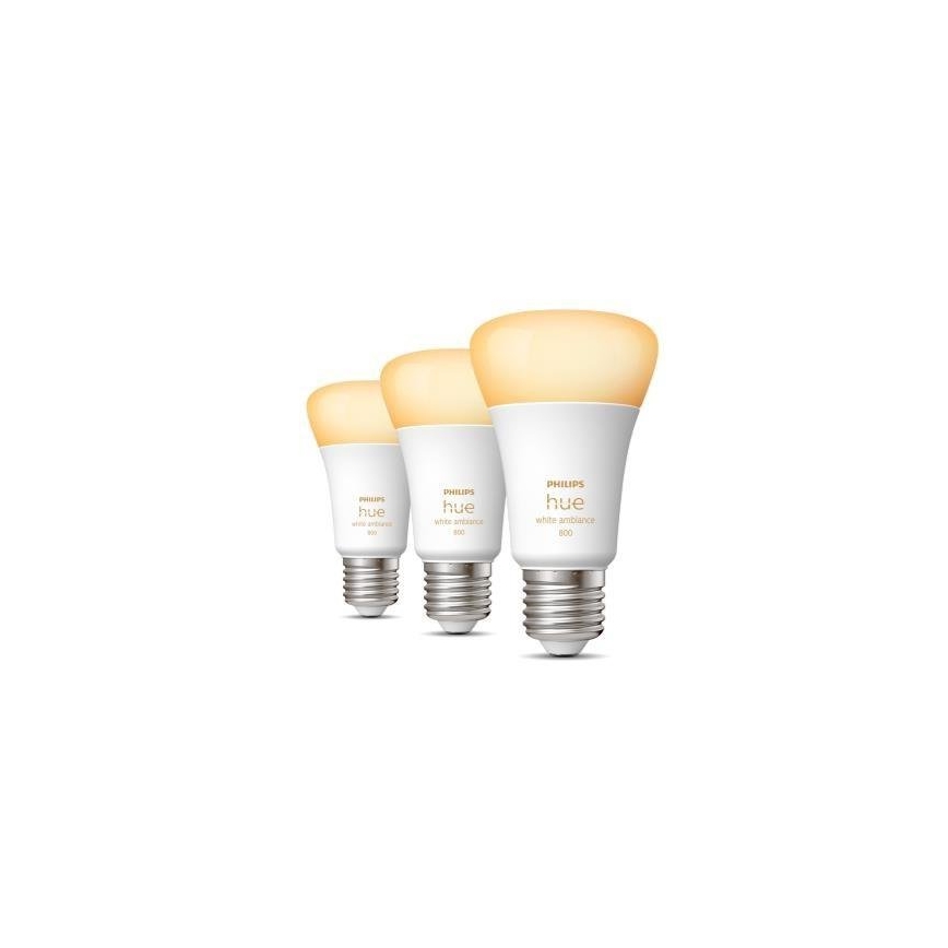 Комплект от 3 димируеми LED крушки Philips Hue WHITE AMBIANCE A60 E27/6W/230V 2200-6500K
