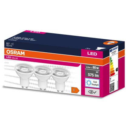 Комплект 3x LED рефлекторни крушки PAR16 GU10/6,9W/230V 6500K 60° - Osram