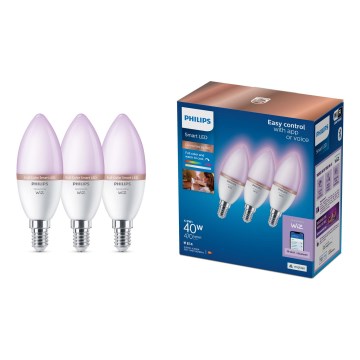 Комплект 3x LED RGB димируеми крушки Philips SMART C37 E14/4,9W/230V 2200-6500K CRI 90