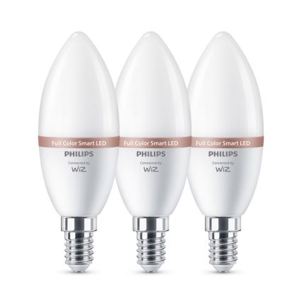 Комплект 3x LED RGB димируеми крушки Philips SMART C37 E14/4,9W/230V 2200-6500K CRI 90