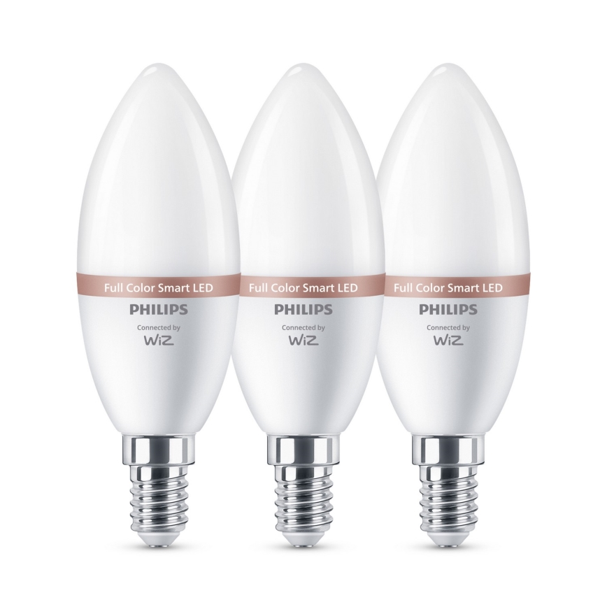 Комплект 3x LED RGB димируеми крушки Philips SMART C37 E14/4,9W/230V 2200-6500K CRI 90