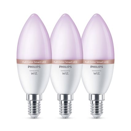 Комплект 3x LED RGB димируеми крушки Philips SMART C37 E14/4,9W/230V 2200-6500K CRI 90