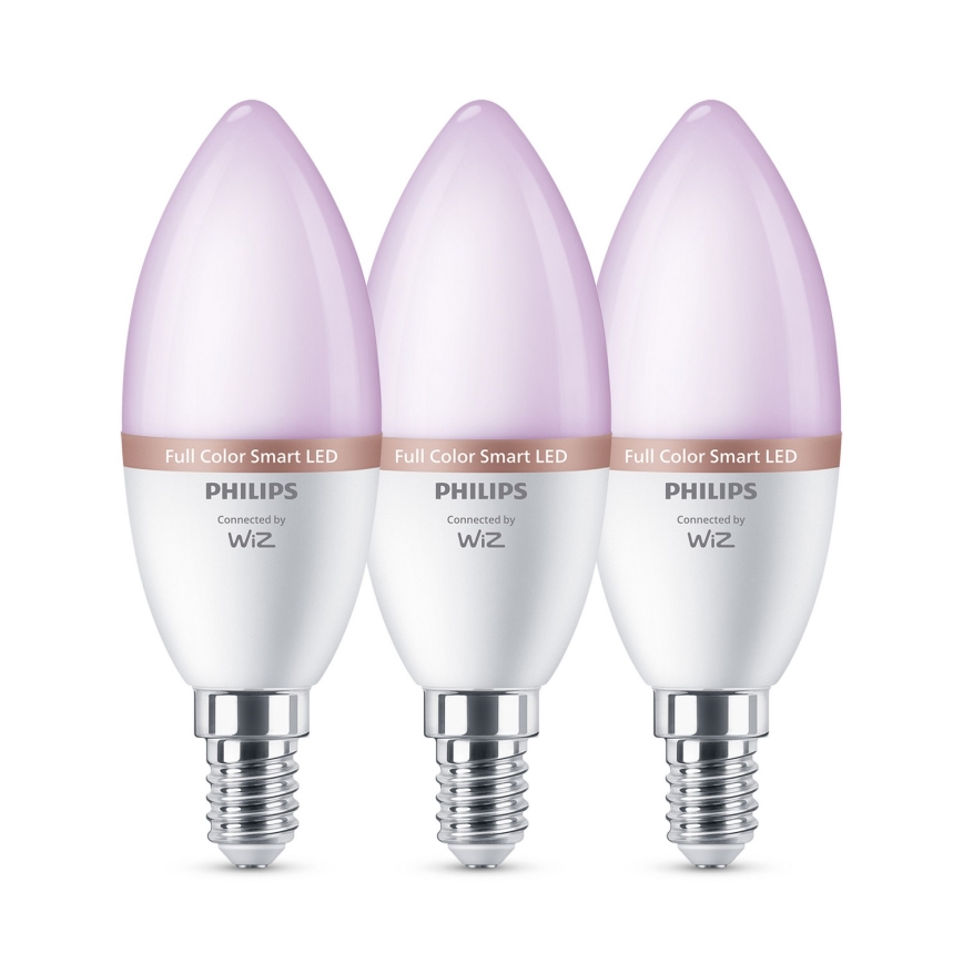 Комплект 3x LED RGB димируеми крушки Philips SMART C37 E14/4,9W/230V 2200-6500K CRI 90