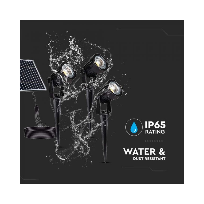 КОМПЛЕКТ 3 бр. Външна соларна лампа с 3 LED/1,2W/3,7V IP65 3000K 4000 mAh