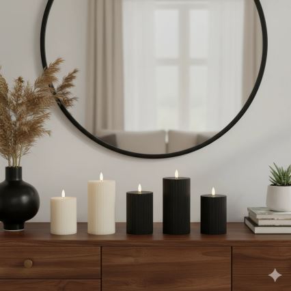 Комплект 3x LED свещи BRILLO LED/2xAA, черни, с дистанционно управление