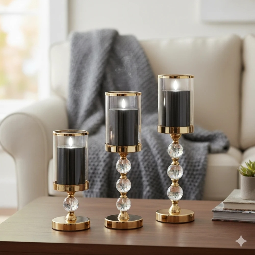 Комплект 3x LED свещи BRILLO LED/2xAA, черни, с дистанционно управление