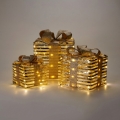 КОМПЛЕКТ 3x LED коледни декорации 20xLED/2xAA + 30xLED/3xAA + 40xLED/3xAA топло бяло подаръци/златна