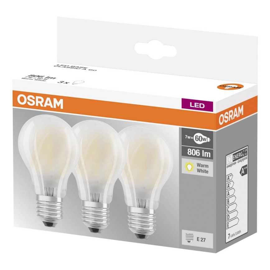 КОМПЛЕКТ 3x LED Крушка VINTAGE E27/7W/230V 2700K - Osram