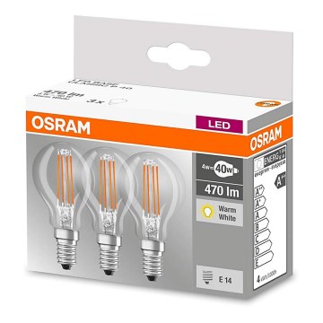 КОМПЛЕКТ 3x LED Крушка VINTAGE P40 E14/4W/230V 2700K - Osram