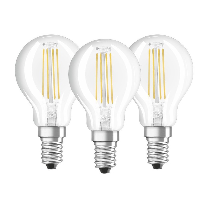 КОМПЛЕКТ 3x LED Крушка VINTAGE P40 E14/4W/230V 2700K - Osram