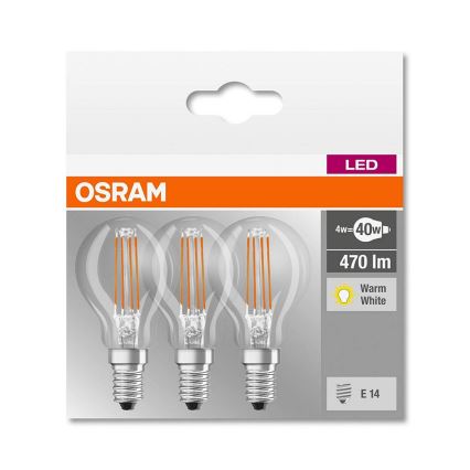 КОМПЛЕКТ 3x LED Крушка VINTAGE P40 E14/4W/230V 2700K - Osram