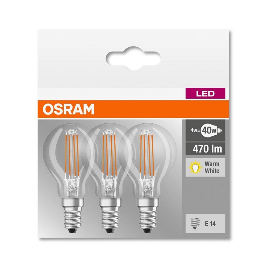 КОМПЛЕКТ 3x LED Крушка VINTAGE P40 E14/4W/230V 2700K - Osram