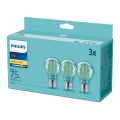 КОМПЛЕКТ 3x LED крушки VINTAGE Philips E27/8,5W/230V 2700K