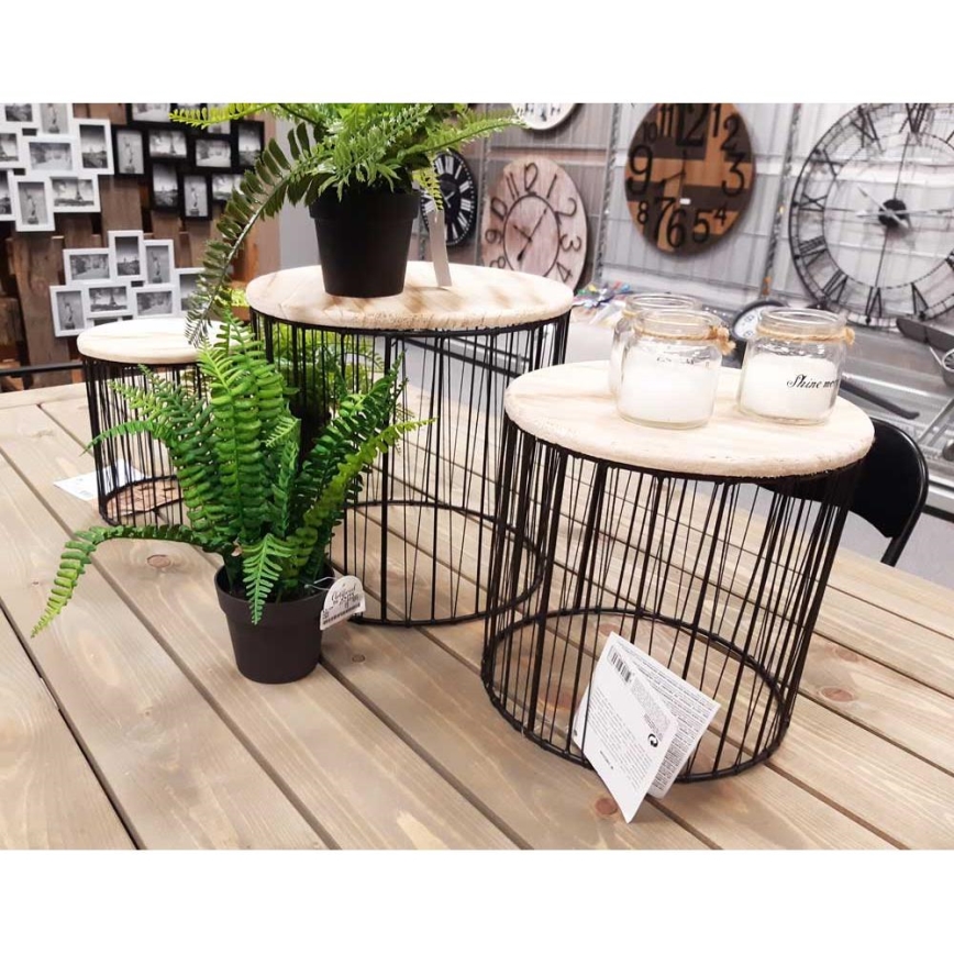 КОМПЛЕКТ ОТ 3 бр. Стойка за цветя Ø 19/23/28 см черно/бежово