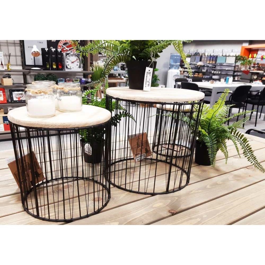 КОМПЛЕКТ ОТ 3 бр. Стойка за цветя Ø 19/23/28 см черно/бежово