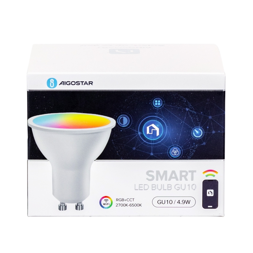 Комплект от 4 умни димируеми LED крушки RGBW GU10/4,9W/230V 2700–6500K - Aigostar