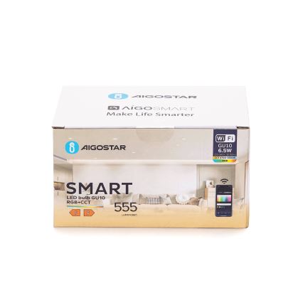 Комплект от 6 бр. димируеми LED RGBW крушки GU10/6,5W/230V 2700-6500K Wi-Fi - Aigostar