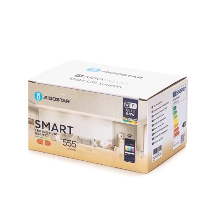 Комплект от 6 бр. димируеми LED RGBW крушки GU10/6,5W/230V 2700-6500K Wi-Fi - Aigostar