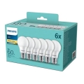 КОМПЛЕКТ 6x LED Крушка Philips A60 E27/8W/230V 2700K