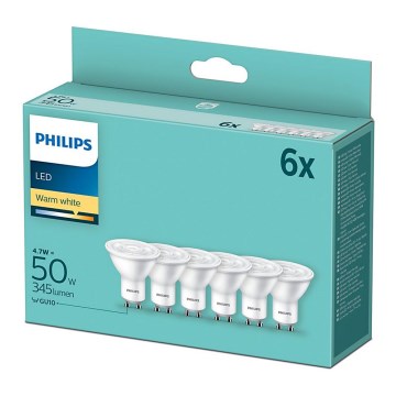 КОМПЛЕКТ 6x LED Крушка Philips GU10/4,7W/230V 2700K