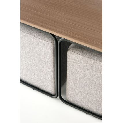КОМПЛЕКТ холна маса NILDO 90x45 см с 2 табуретки, кафяв/сив